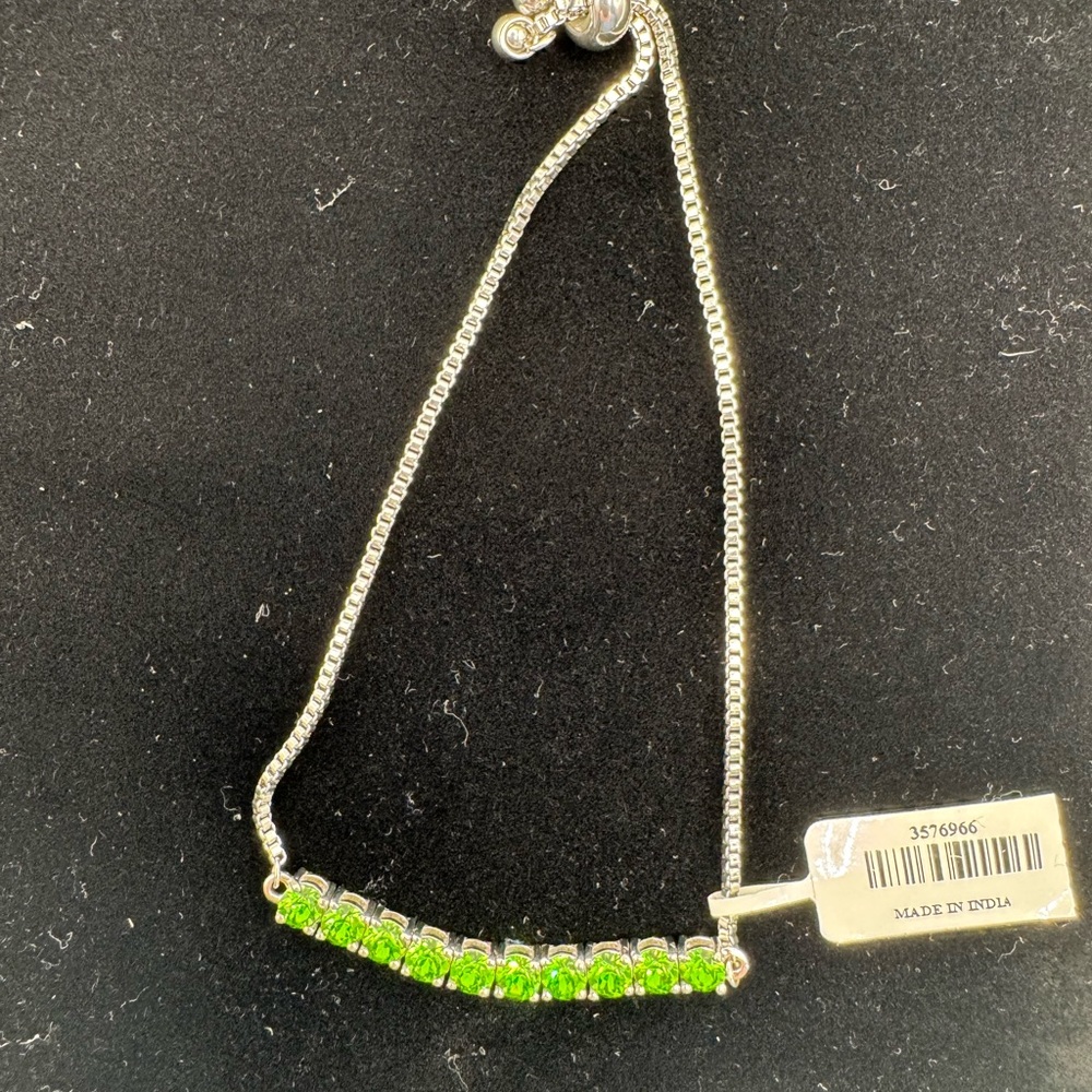 Swarovski green crystal stainless steel Bolo style bracelet new with tags